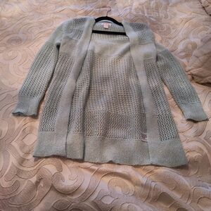 Cat & Jack Girls S 6/6X Cardigan Light Blue Textured Knit Open Front Sweater New